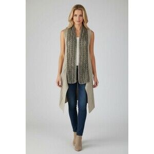 Alice + Olivia BOHO Artsy Vest sz S Sequin Beaded Asymmetric Glam Chic Layering